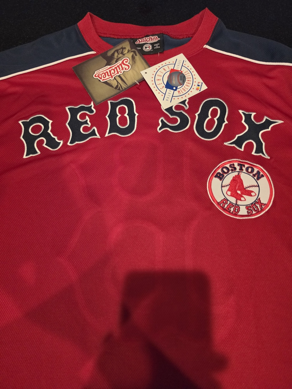 Stitches Red Boston Red Sox Men’s Short-Sleeve Jersey with Navy Accents